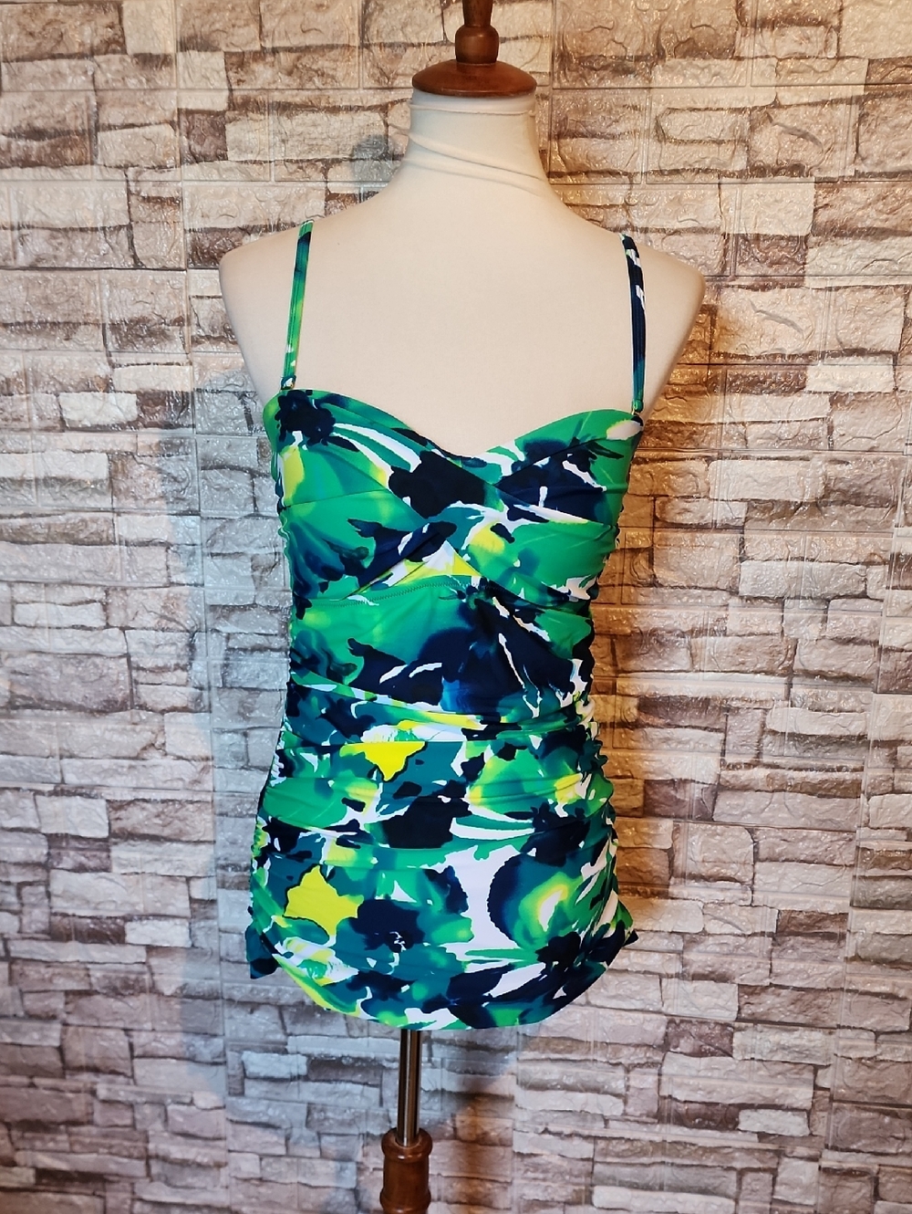 Shore Shapes Green & Navy Abstract Print Swimwear Brand New